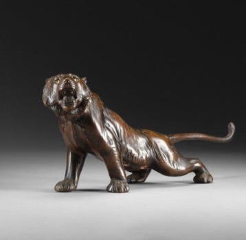 Okimono of a tiger - Sculpture - Fer forgé, Fonte - Japon