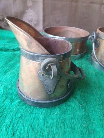 Emmer (3) - Koper, IJzer - Set koperen producten, Antiek en Kunst