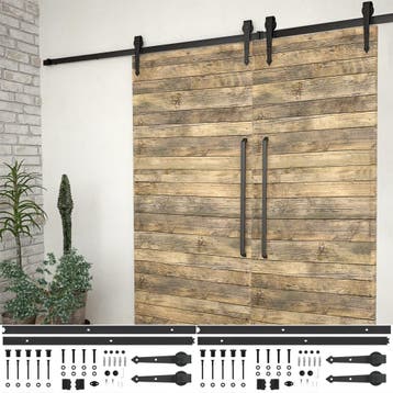 vidaXL Hardwaresets voor schuifdeuren 2 st 200 cm staal, Verzenden