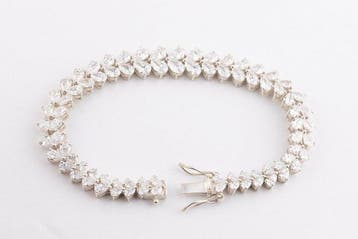 Armband Zilver - 12.25ct. tw. Diamant (Lab-grown) - Pear, Nieuw