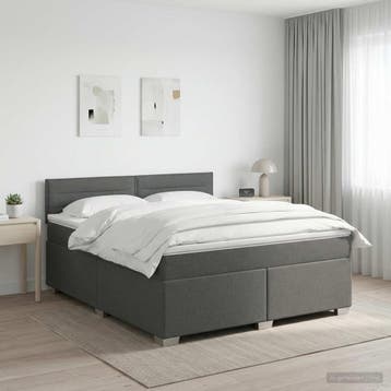 vidaXL Boxspringbed met matras Donkergrijs 160 x 200 cm Stof, Verzenden, Nieuw