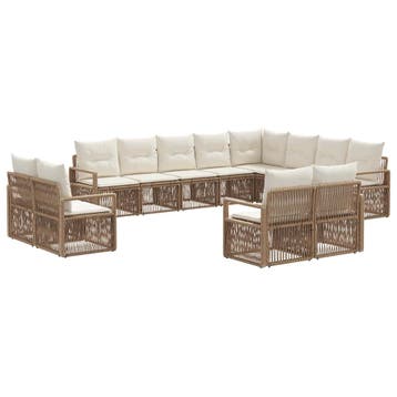 vidaXL Tuinbank Set 12 pcs Beige poly rattan, Verzenden, Nieuw