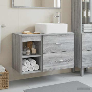vidaXL Badkamermeubel Set 2 st Grijs Sonoma Bewerkt hout, Huis en Inrichting, Verzenden, Nieuw