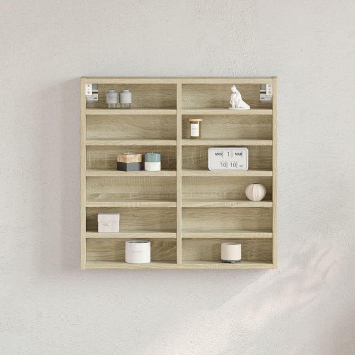 vidaXL Vitrinekast 60x8,5x58 cm bewerkt hout sonoma, Maison & Meubles, Armoires | Armoires murales, Envoi
