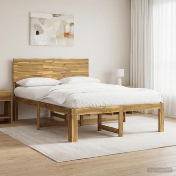 vidaXL Tweepersoonsbed met hoofdbord ROSTOCK Wit 135 x 190, Verzenden, Nieuw