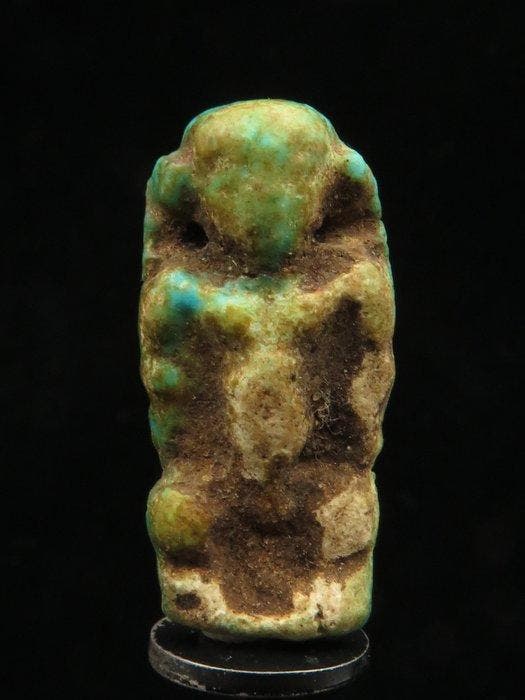 Oud-Egyptisch Faience Amulet van de god Ptaikos (1x) - 2.7, Antiquités & Art, Antiquités | Autres Antiquités