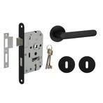 Deurbeslag set met sleutelrozet en deurklink Tondo zwart..., Ophalen of Verzenden, Nieuw, Overige materialen, Klink of Kruk