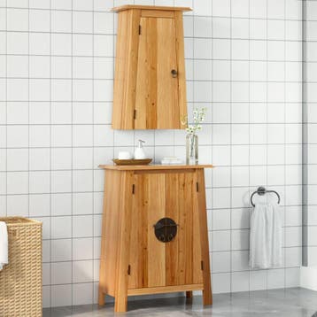 vidaXL 2-delige Badkamermeubelset massief grenenhout, Huis en Inrichting, Badkamer | Badkamermeubels, Verzenden, Nieuw