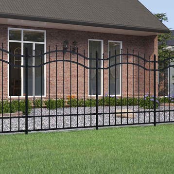 vidaXL Tuinhek Woerden met speerpunt zwart 240x125 cm staal, Tuin en Terras, Verzenden, Nieuw