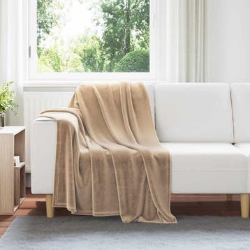 vidaXL plaid Camel 130 x 150 cm 0.51 kg Fleece, Verzenden