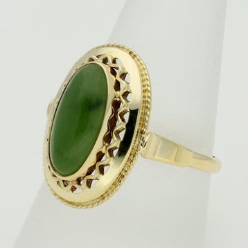 Ring - 14 karaat Geel goud - Jade