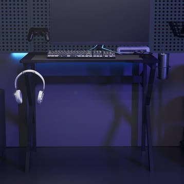 vidaXL Gamingbureau met K-vormige poten 90x60x75 cm zwart, Verzenden