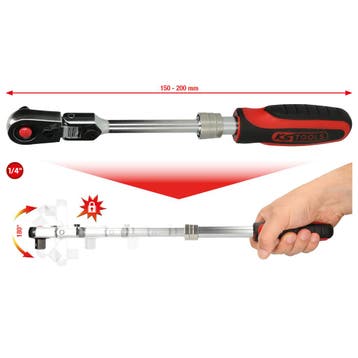 KS Tools 1/4 SlimPOWER telescoopratel met scharnierkop, Verzenden, Nieuw