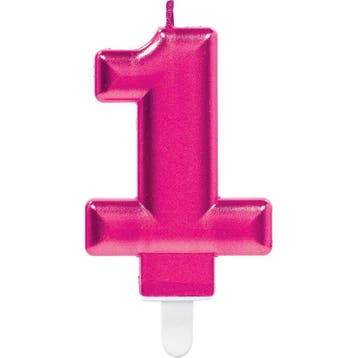 Kaars 1 Jaar Roze 8cm, Hobby en Vrije tijd, Feestartikelen, Verzenden, Nieuw