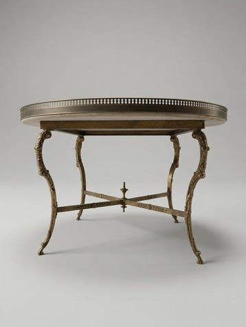 Table basse - Table basse en bronze et marbre de style