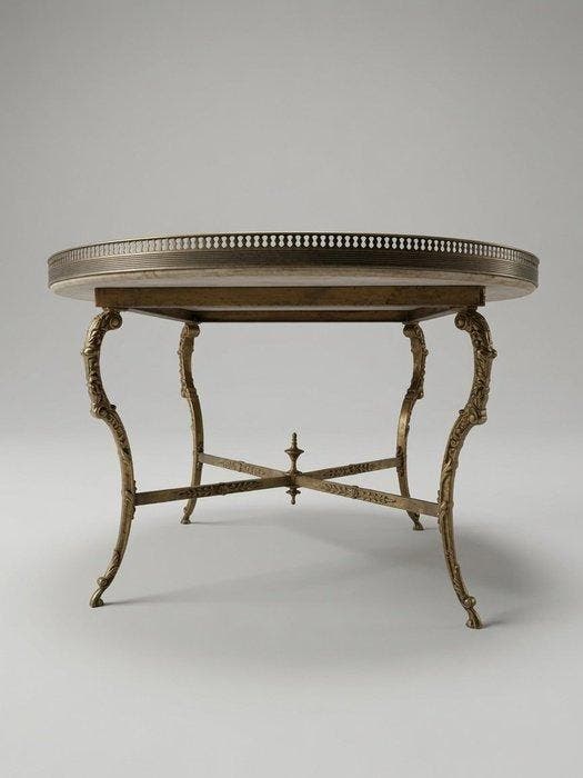 Table basse - Table basse en bronze et marbre de style, Antiek en Kunst, Curiosa en Brocante