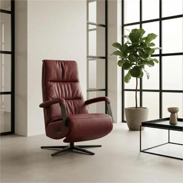 Leren elektrisch relaxfauteuil Core - Massif Rubino, Huis en Inrichting, Bohemian, Industrieel, Modern, Scandinavisch, Nieuw, Ophalen of Verzenden