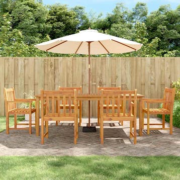 vidaXL 7-delige Tuinset massief acaciahout, Verzenden, Nieuw, Tuinset