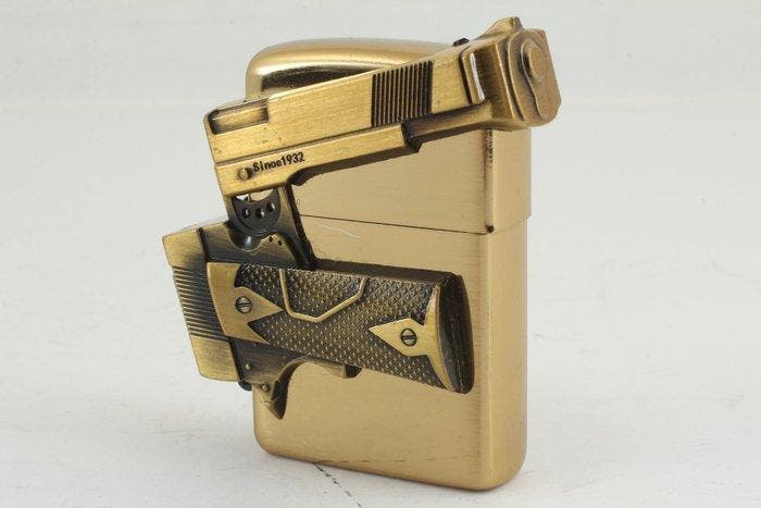 Gun Motif Mechanical - Zonder minimumprijs - Zakaansteker -, Collections, Articles de fumeurs, Briquets & Boîtes d'allumettes