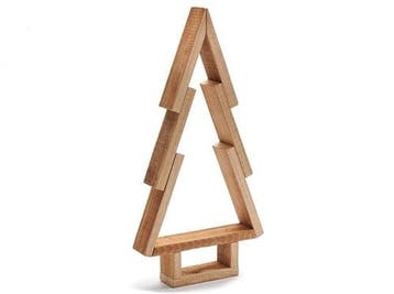 Houten Kerstboom Frosty met voet 26x5x51 cm