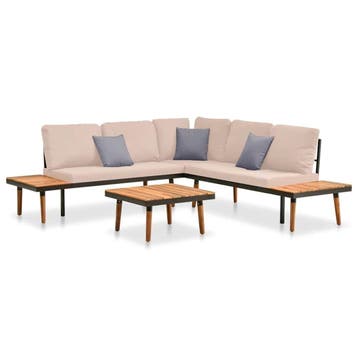 vidaXL 4-delige Loungeset met kussens massief acaciahout, Verzenden, Nieuw, Loungeset
