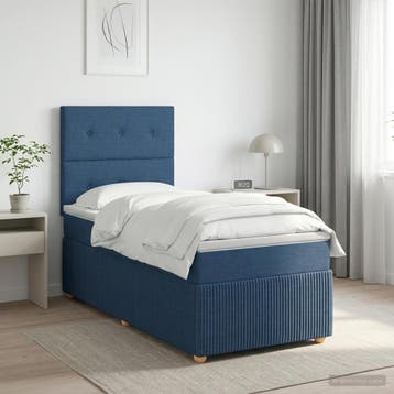 vidaXL Boxspringbed met matras met hoofdeinde Blauw 80 x 200, Verzenden