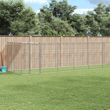 vidaXL Hondenkennel met dak 16,94 m² gegalvaniseerd staal, Verzenden, Nieuw