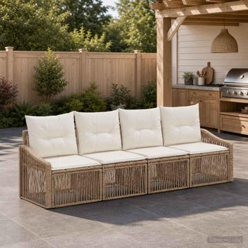 vidaXL Tuinbank Set 4 st Beige poly rattan, Verzenden, Nieuw