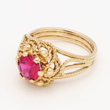 Ring - 18 karaat Geel goud Robijn, Nieuw