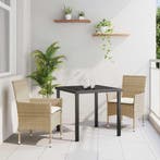 vidaXL Tuin Eettafel Set met kussen 3 pcs Beige poly rattan, Verzenden, Nieuw