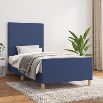 vidaXL Bedframe zonder matras 90x190 cm stof blauw, Verzenden