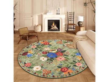 Veiling - vintage bloemen - Rond tapijt - 160 cm - antislip, Gebruikt