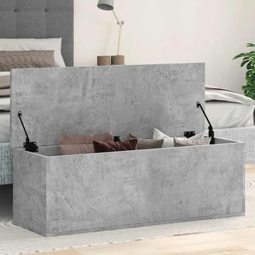 vidaXL Opbergbox 102x35x35 cm bewerkt hout betongrijs, Verzenden, Nieuw