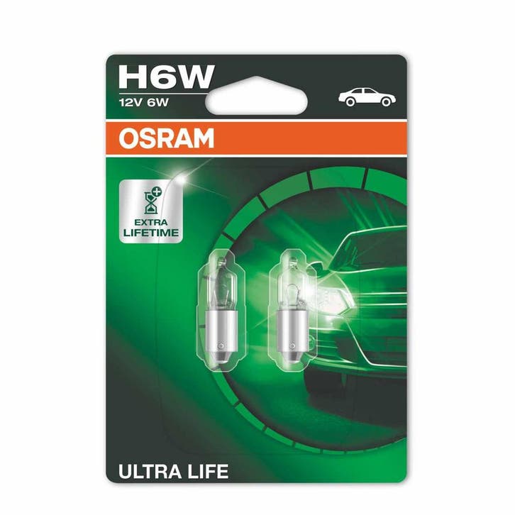 Osram Halogeenlamp H6W 12V 6W Ultra Life BAX9s 2 Stuks, Auto-onderdelen, Verlichting, Nieuw, Ophalen of Verzenden