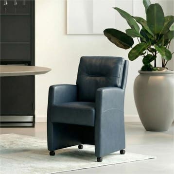 Set van 8 Leren eetkamerstoelen Sharp - Granada Blue, Ophalen of Verzenden, Nieuw, Leer