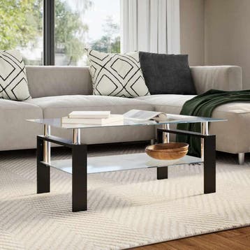 vidaXL Salontafel 95x55x40 cm gehard glas transparant en, Huis en Inrichting, Tafels | Salontafels, Verzenden, Nieuw