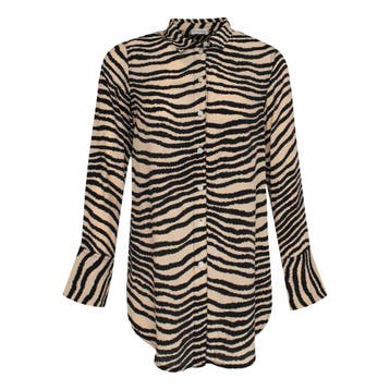 By Malene Birger • zwart beige blouse • 34, Verzenden, Zwart, Maat 42/44 (L), Nieuw