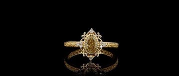 Ring - 14 karaat Geel goud - 0.88ct. tw. Geel Diamant, Nieuw