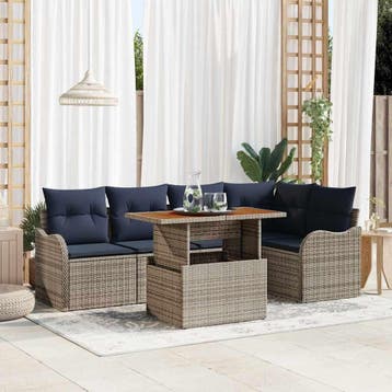 vidaXL Tuinbank Set 6 st 5-Aantal zitplaatsen Grijs en, Verzenden, Nieuw