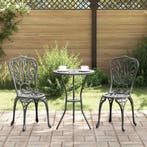 vidaXL Tuin Bistro Set 3 pcs Zwart Aluminium, Tuin en Terras, Verzenden, Nieuw