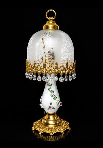 Lampe - Cristal, Laiton, Verre, Porcelaine - Lampe en, Antiek en Kunst