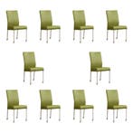 Set van 10 Leren eetkamerstoelen Comfort met wieltjes -, Ophalen of Verzenden, Nieuw, Leer, Eén