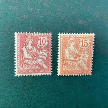 Frankrijk 1902 - 10 en 15 cent Mouchon Retouchez - MNH -, Gestempeld