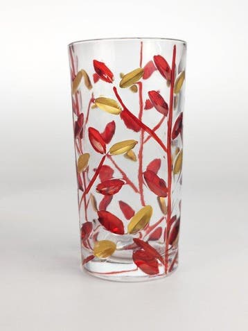 Secoloventesimo - Drinkservies (6) - Bladeren rood en gouden