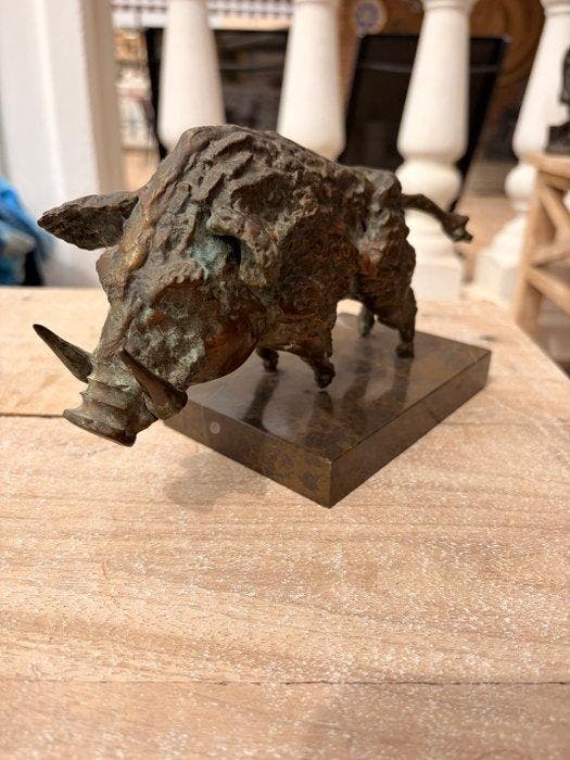 sculptuur, Signed bronze warthog - 14 cm - Brons, Antiek en Kunst, Curiosa en Brocante