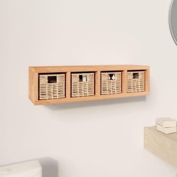 vidaXL Wandschap met manden 62x18x16 cm massief walnotenhout, Huis en Inrichting, Verzenden, Nieuw