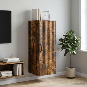 vidaXL Wandkast 33 x 34,5 x 90 cm Bewerkt hout Gerookt eiken, Verzenden, Nieuw
