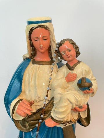 Beeld, Madonna met kind - 49 cm - Gips, Antiek en Kunst
