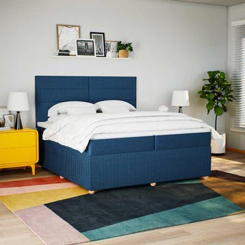 vidaXL Boxspring met matras stof blauw 200x200 cm, Verzenden, Nieuw