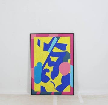 Kuno Schiefer (1948-1992) - Komposition mit rosa, Antiek en Kunst, Kunst | Schilderijen | Modern